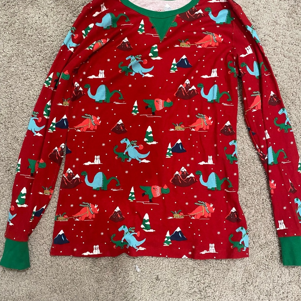 Red Dinosaur Print Pajama Top